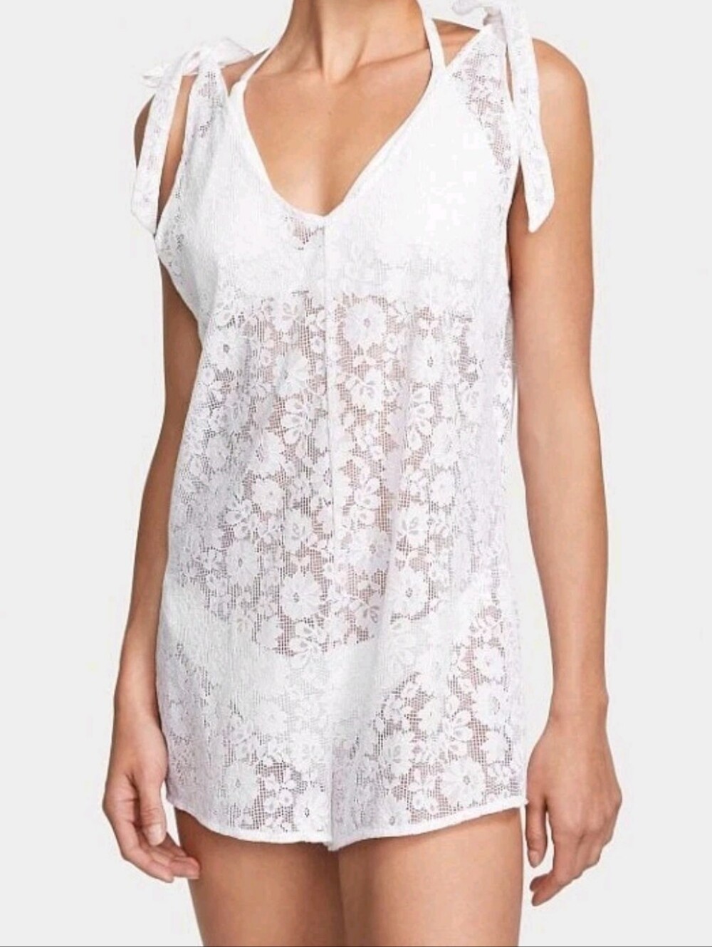 Victoria's secret very sexy swim crochet lace romper swim COVERUP MEDIUM WHITE